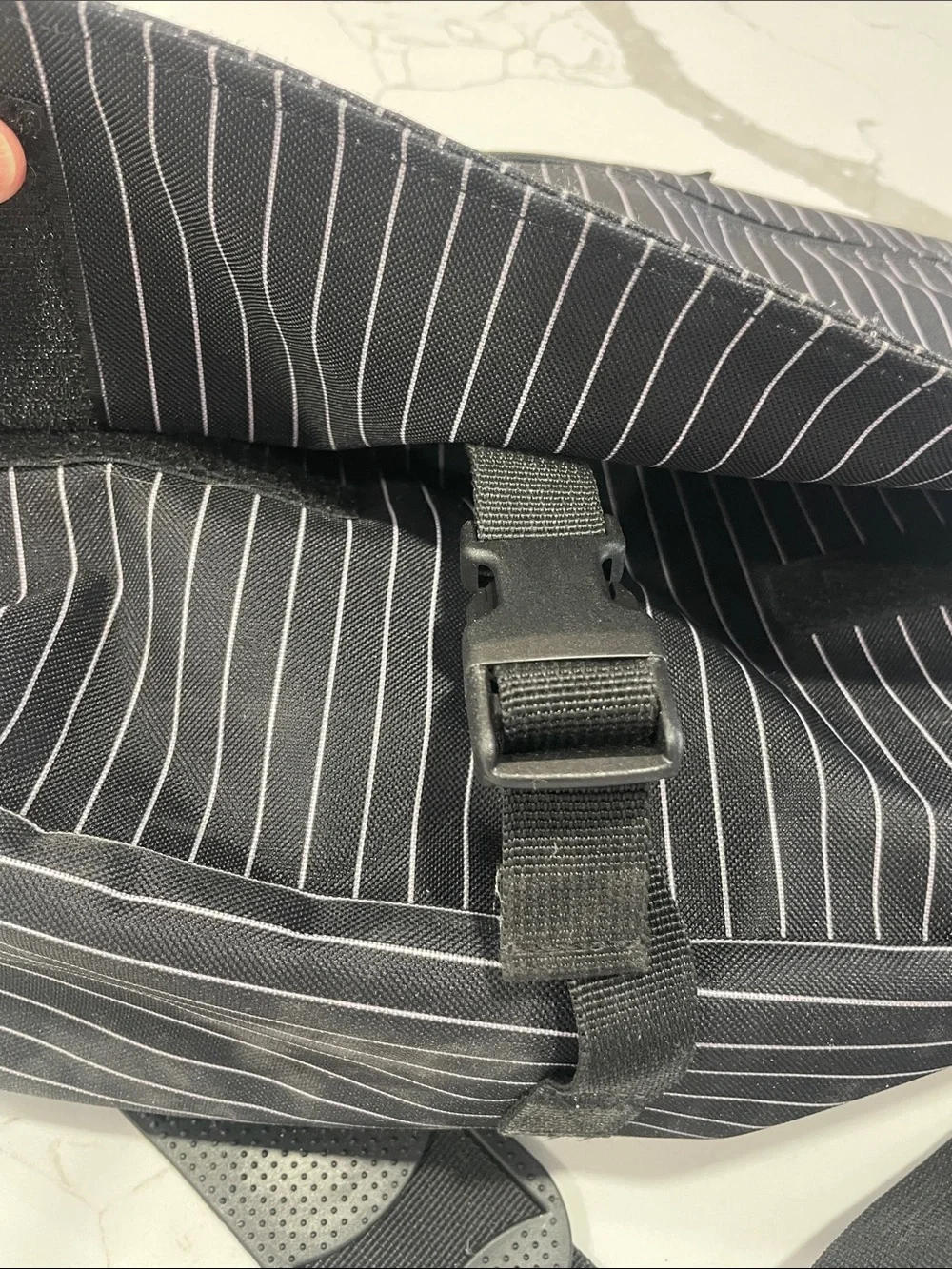 Dickies Black Pinstripe Messenger Crossbody Bag